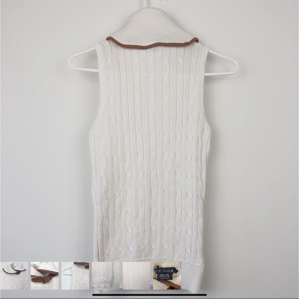 Ralph Lauren Blue Label Cream Cable Knit Turtleneck Buckle Sweater - Picture 2 of 8